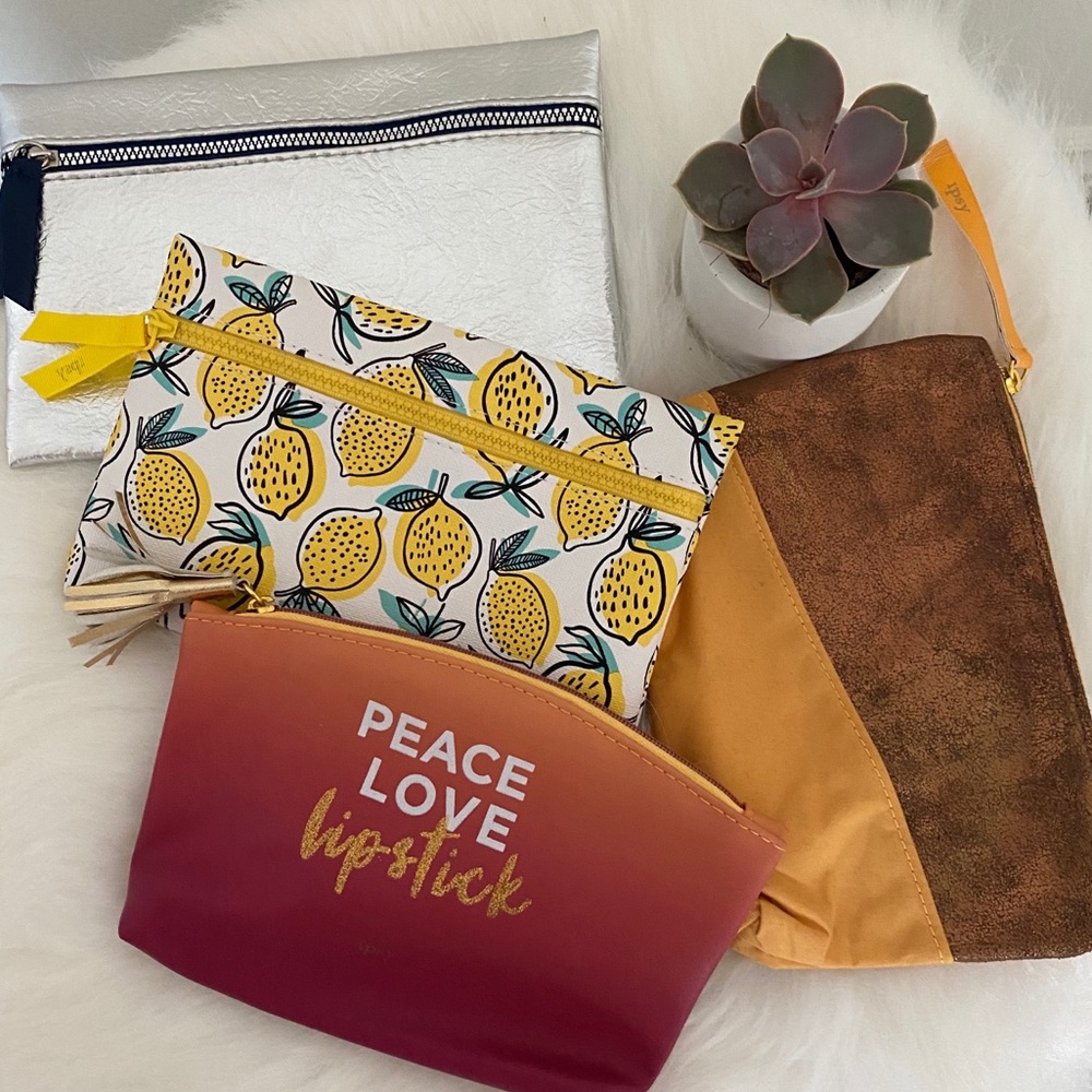 Bundle of 4 Ipsy cosmetic make up bags case pouch